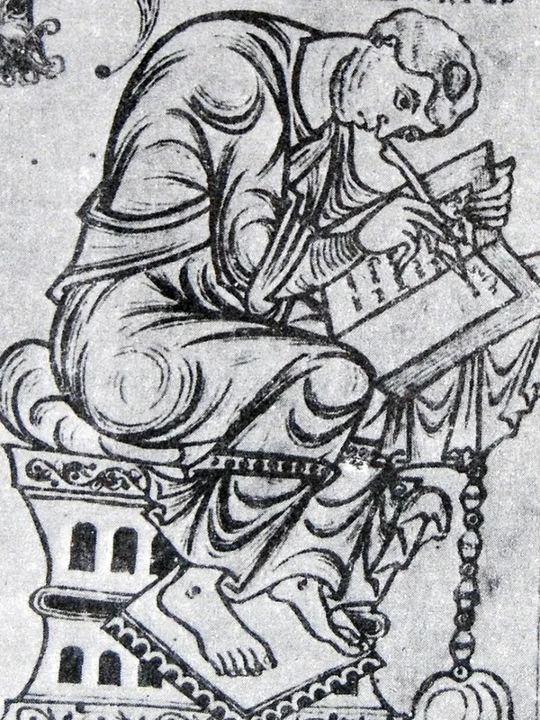 Orosius at his desk, from a medieval manuscript