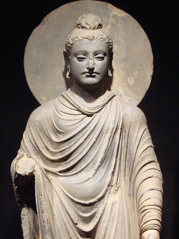 Standing Buddha, Gandhara, 1st–2nd century, Tokyo National Museum (photograph, public domain)