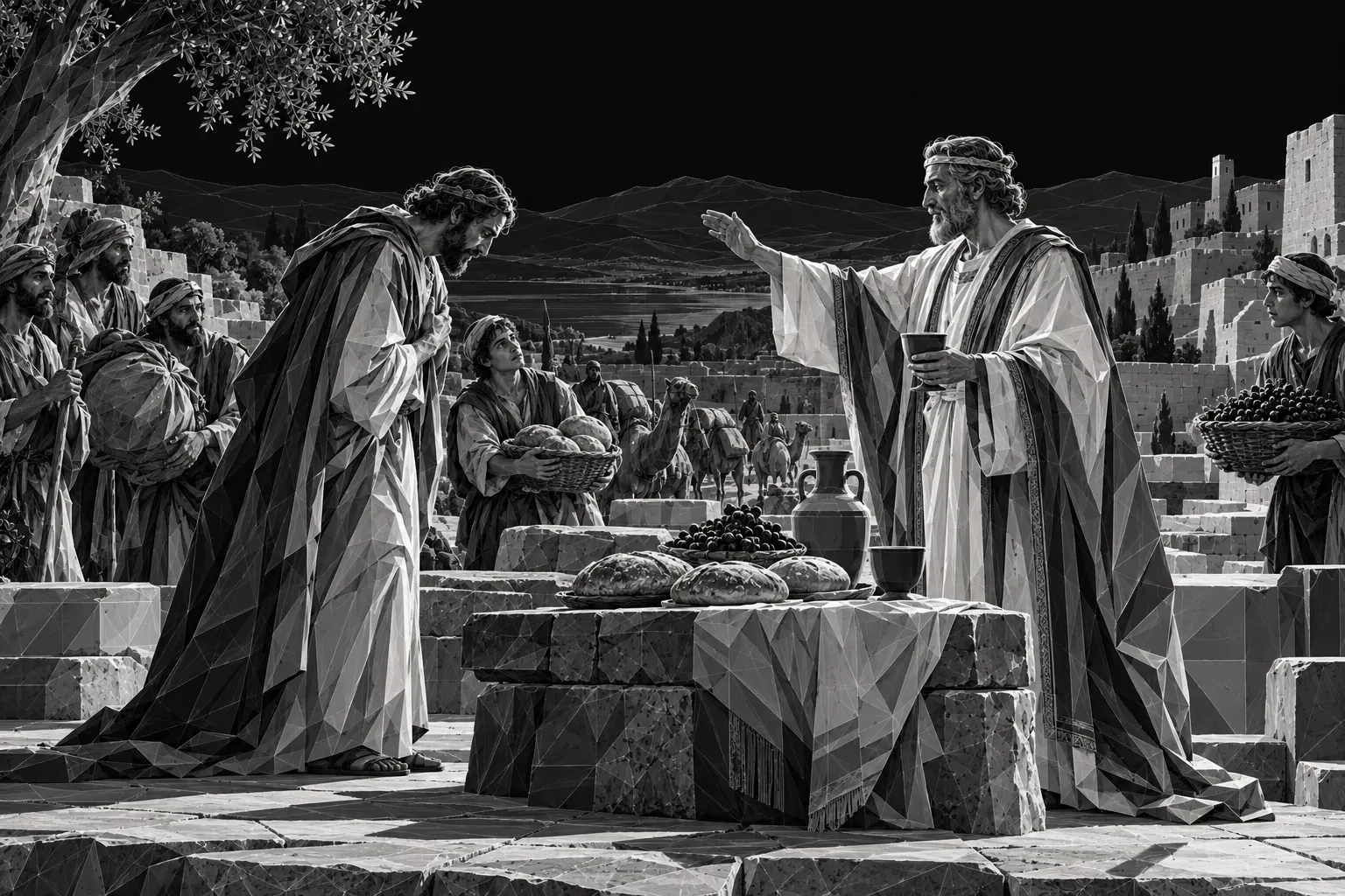Melchizedek blesses Abram at Salem